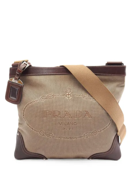 Prada Pre-Owned 2000s mide Logo Jacquard shoulder bag Neutrals 1095574