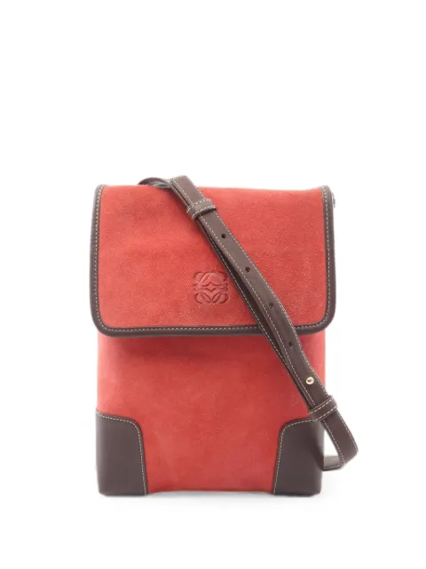Loewe Pre-Owned 2000s anagram suede shoulder bag Red 1092518