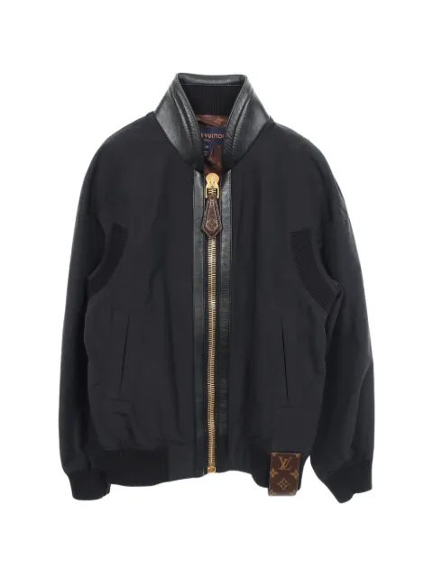Louis Vuitton Pre-Owned 2010s leather-trim jacket Black 1097943
