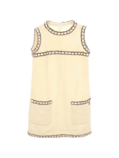 CHANEL Pre-Owned 1986-1988 tweed sleeveless mini dress Neutrals 1094832