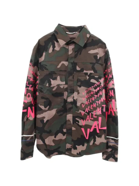 Valentino Garavani Pre-Owned 2010s camouflage graffiti-print shirt jacket Green 1094249