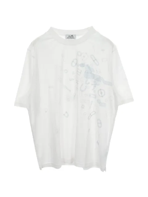 Hermès Pre-Owned 2010s Fragments Equestres T-shirt White 1097896