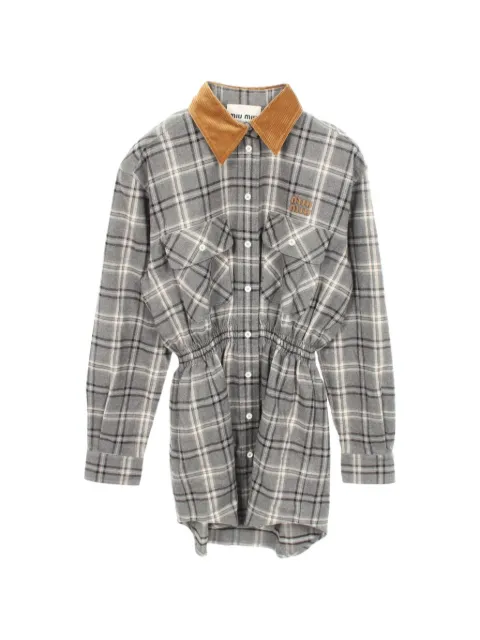 Miu Miu Pre-Owned 2010s check-pattern mini shirt dress Grey 1097858