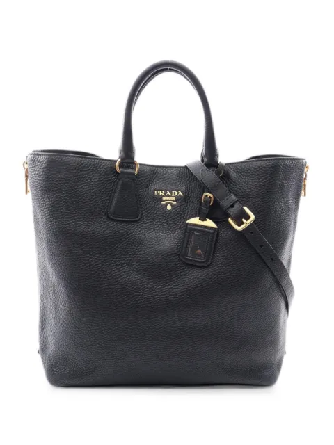 Prada Pre-Owned 2010s logo-detail leather two-way handbag Black 1097002