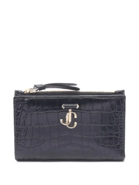 Jimmy Choo Pre-Owned 2010s Litzy croc-embossed bifold wallet Black 1091294