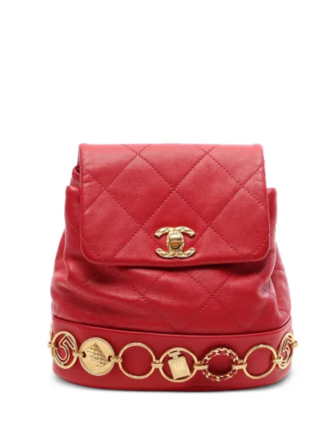 CHANEL Pre-Owned small chain matelassé backpack Red 1098119XA6579H2