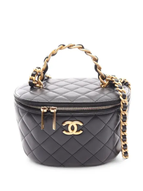CHANEL Pre-Owned 2021 CC-logo Matelassé vanity bag Black 1098879H9127C7H