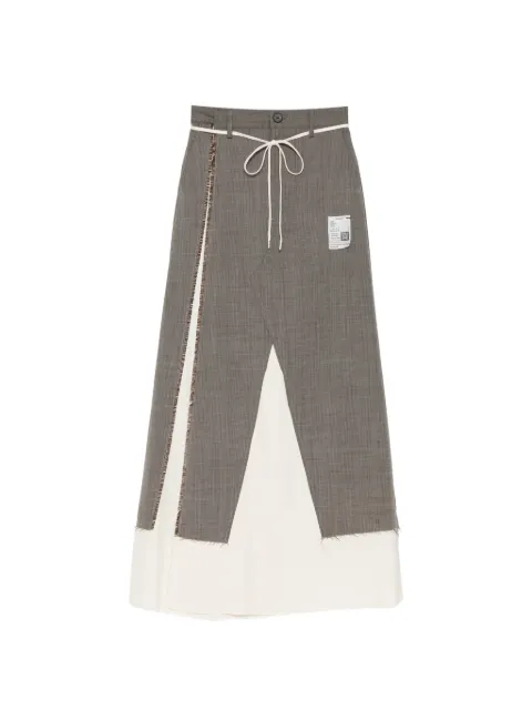 Maison MIHARA YASUHIRO layered frayed skirt Brown K17SK382