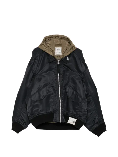 Maison MIHARA YASUHIRO layered-hood bomber jacket Black A17BL063