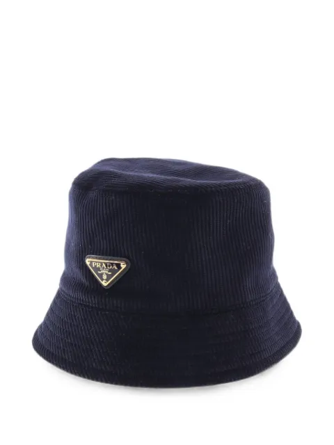 Prada Pre-Owned 2010s Enamelled Triangle logo bucket hat Blue 1093418