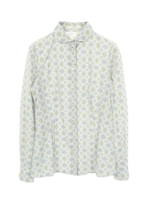 Prada Pre-Owned 2010s geometric-pattern round-collar shirt Blue 1091416