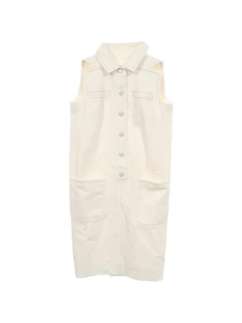 CHANEL Pre-Owned 1986-1988 Coco Mark-button midi dress Neutrals 1076251