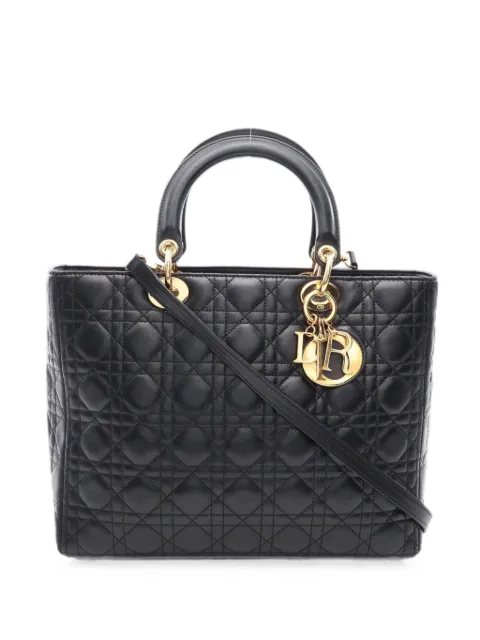 Christian Dior Pre-Owned 2000s Lady Dior Cannage tote bag Black 1097007