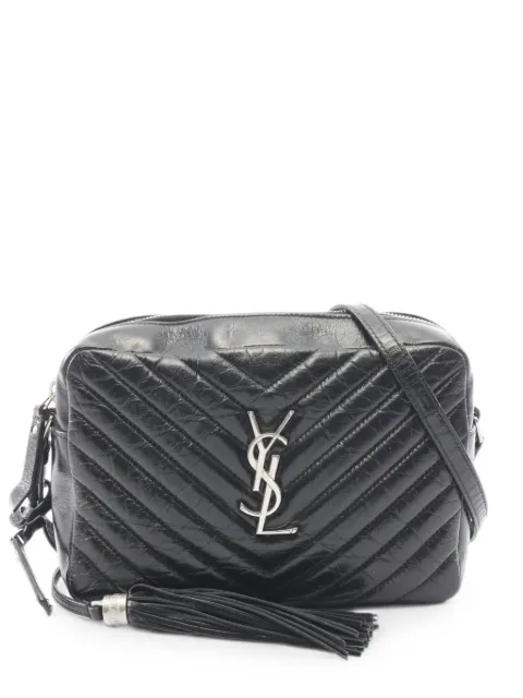 Saint Laurent Pre-Owned 2010s Lou logo-plaque chevron-quilting crossbody bag Black 1098460