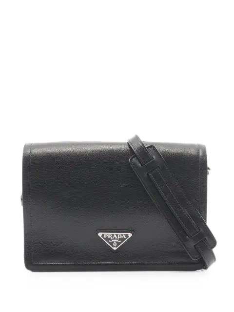 Prada Pre-Owned 2010s logo-plaque shoulder bag Black 1089150