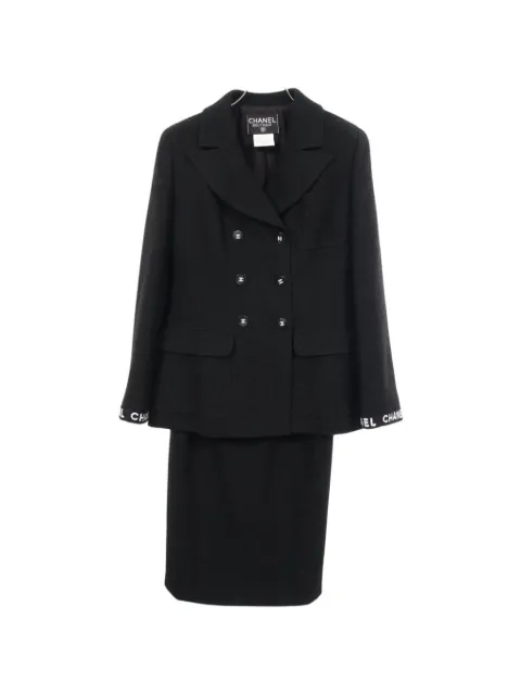 CHANEL Pre-Owned 1986-1988 double-breasted skirt suit Black 1097866