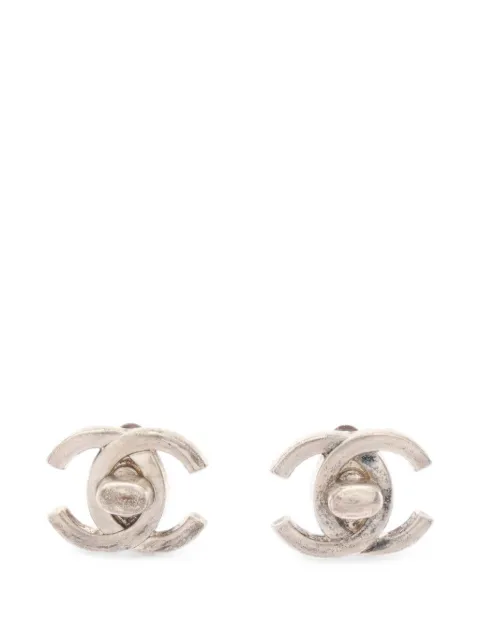 CHANEL Pre-Owned 1996 Coco Mark turn-lock earrings Silver 109426296A