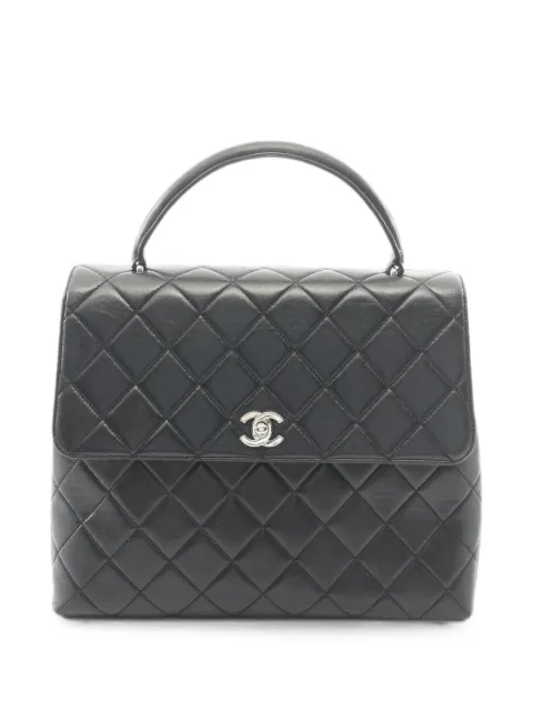 CHANEL Pre-Owned 2000-2002 Matelassé lambskin tote bag Black 10985936170829
