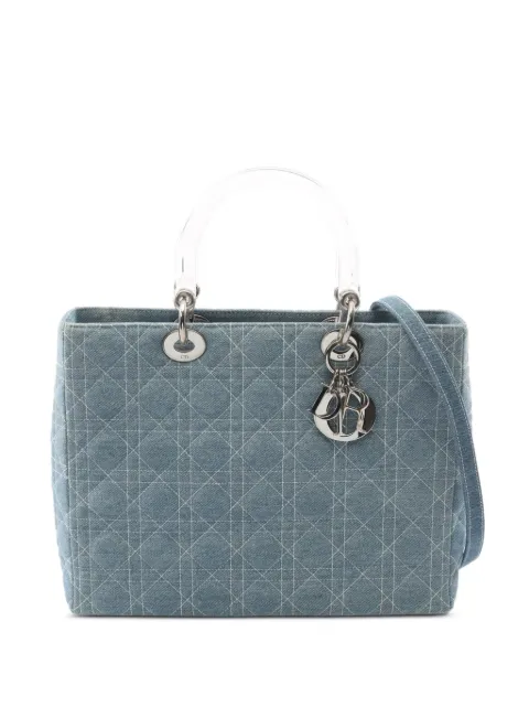 Christian Dior Pre-Owned 2000s large Lady Dior Cannage tote bag Blue 1098853