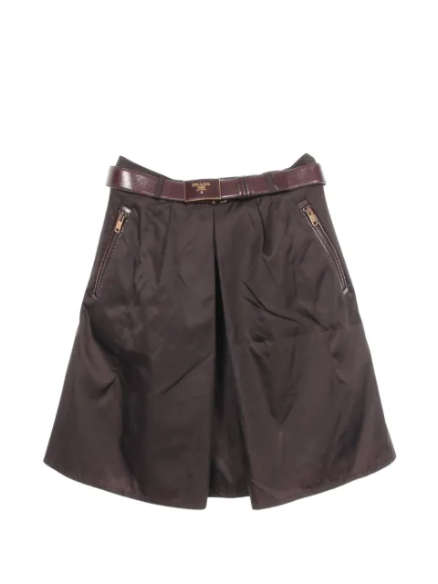 Prada Pre-Owned 2010s belted zip-pocket skirt Brown 1097891