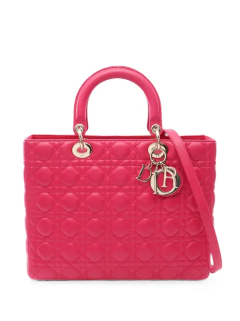 Christian Dior Pre-Owned 2010s Lady Dior Cannage tote bag Pink 1097006