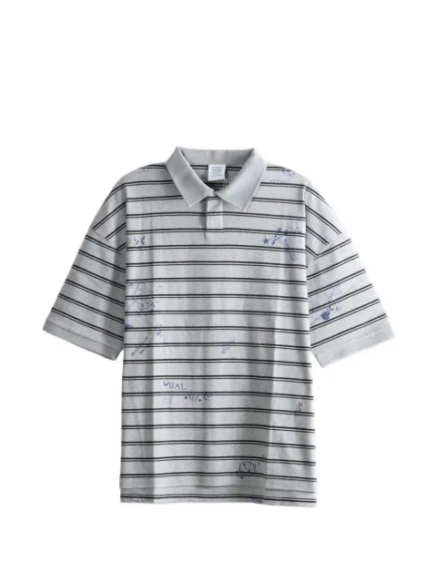 VETEMENTS striped scribble-print polo shirt Grey MH27PO178G