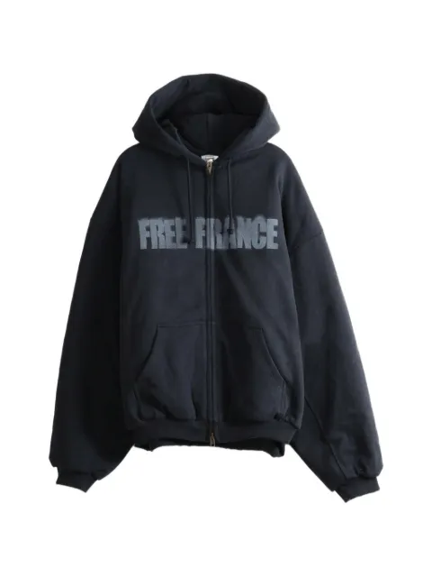 VETEMENTS graphic-print zip-up hoodie Black MH27BJ169B