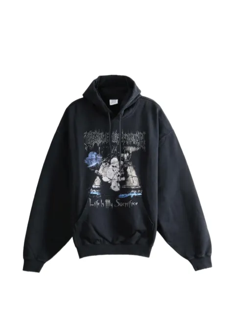 VETEMENTS graphic-print drawstring hoodie Black MH27HD205B