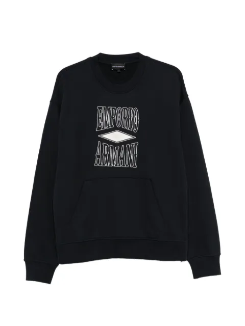 Emporio Armani logo-embroidered zip-slit sweater Blue EM006839AF13713