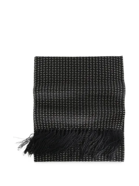 TAIGA TAKAHASHI patterned fringed scarf Black TTCORE015