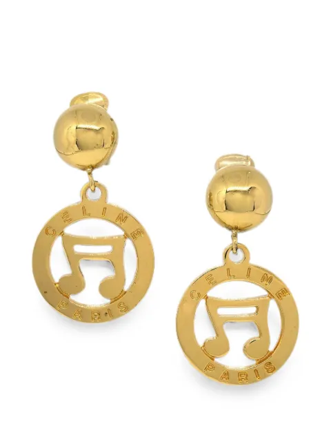 Celine Pre-Owned 1990-2000s music-note clip-on earrings Gold 186605
