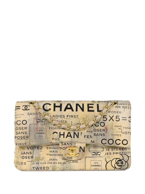 CHANEL Pre-Owned 2015 medium Newspaper Classic Double Flap shoulder bag Neutrals 197357
