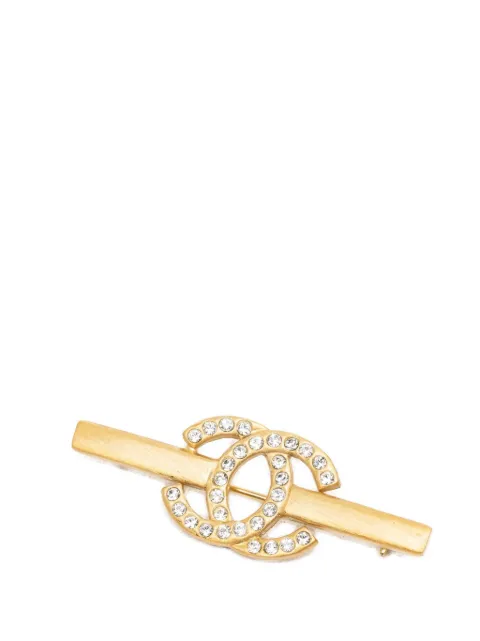 CHANEL Pre-Owned 2001 CC Gold Plated Strass Bar Brooch costume brooch Gold RNWANUBBT6I962XW