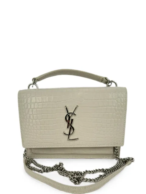 Saint Laurent Pre-Owned crocodile-embossed Sunset shoulder bag Neutrals RFCPUGBBA765957W