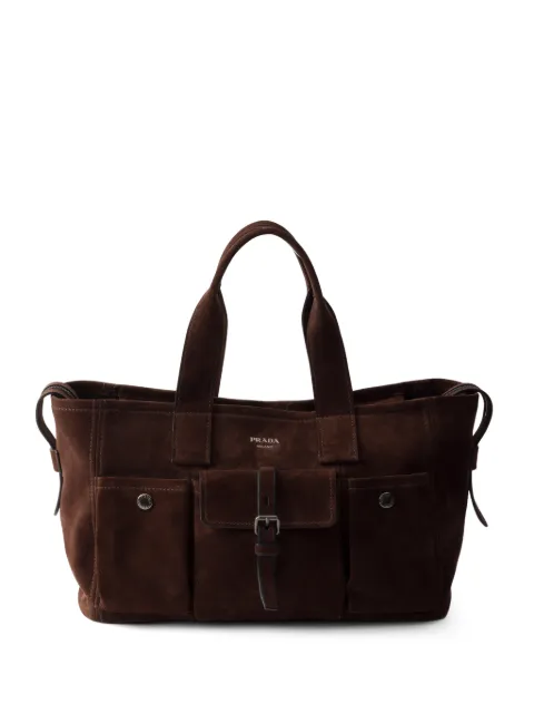 Prada Route large suede tote bag Brown 1BG651VOOO2C4S
