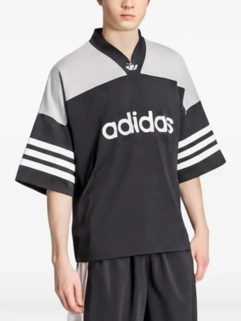 adidas mesh-panelled logo-print T-shirt Black KS7546