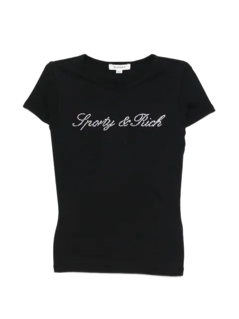 Sporty & Rich Pandora crystal-logo T-shirt Black TO13071326BA