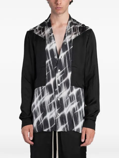 Rick Owens Larry graphic-print panelled shirt Black RU02F4287KP1K