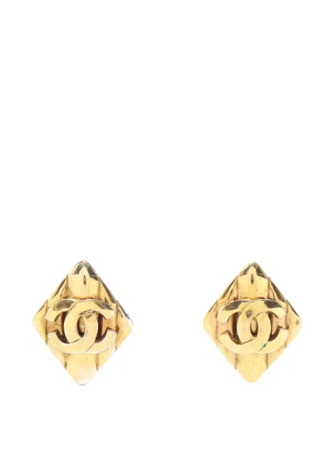 CHANEL Pre-Owned 1997 CC Gold Plated Rhombus Clip on Earring costume earrings Gold 1ZA87FPBSM6I511J