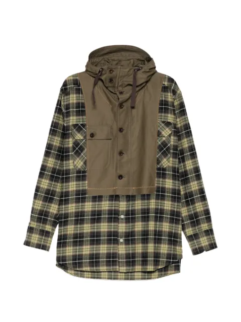 Kolor check-pattern patchwork shirt Green 26WCMB01117
