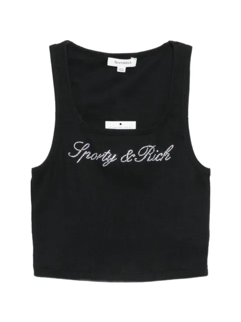 Sporty & Rich krystal logo-embellished tank top Black TO11671326BA