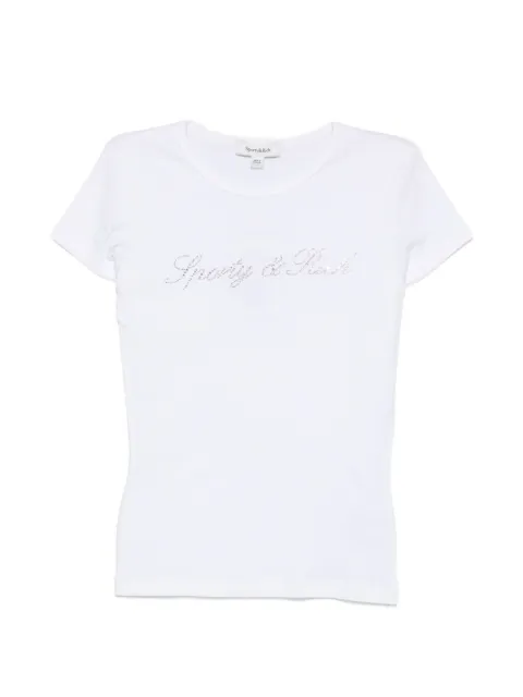 Sporty & Rich Pandora rhinestone-logo T-shirt White TO13071326WH