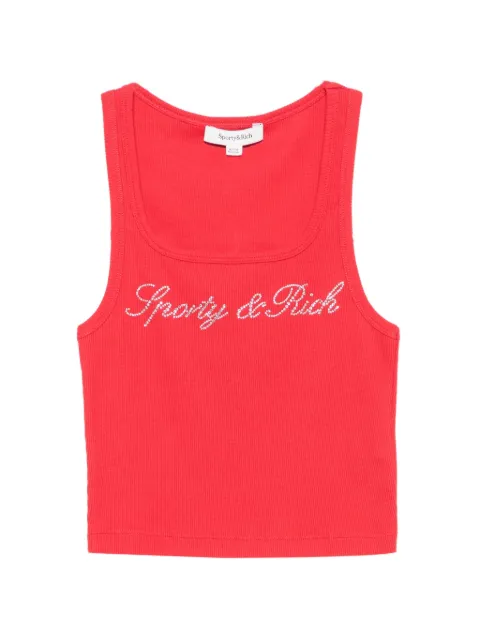 Sporty & Rich Priscila rhinestone-logo ribbed tank top Red TO11671326RE