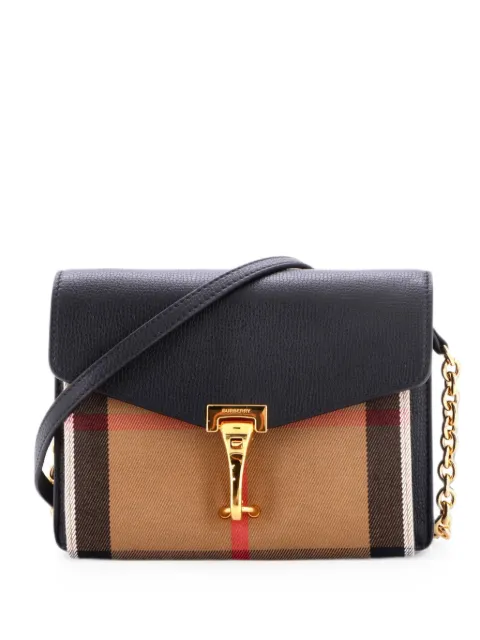 Burberry Pre-Owned Macken Crossbody Bag Leather and House Check Canvas Baby shoulder bag Black U3GPBG47HXTDBA4Z