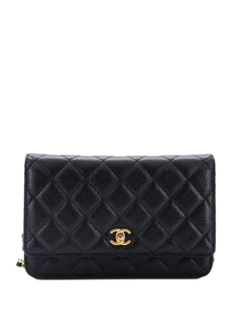 CHANEL Pre-Owned Turnlock CC Wallet on Chain Quilted Caviar crossbody bag Black ZS5MRN669K70USMZ