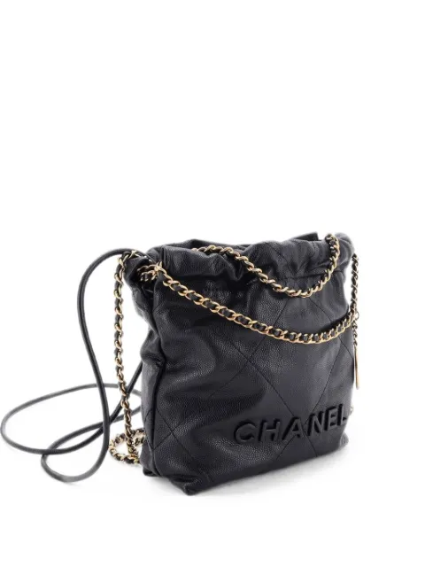 CHANEL Pre-Owned 22 Chain Quilted Caviar Mini hobo bag Black MGBM7U249OM8SVN8