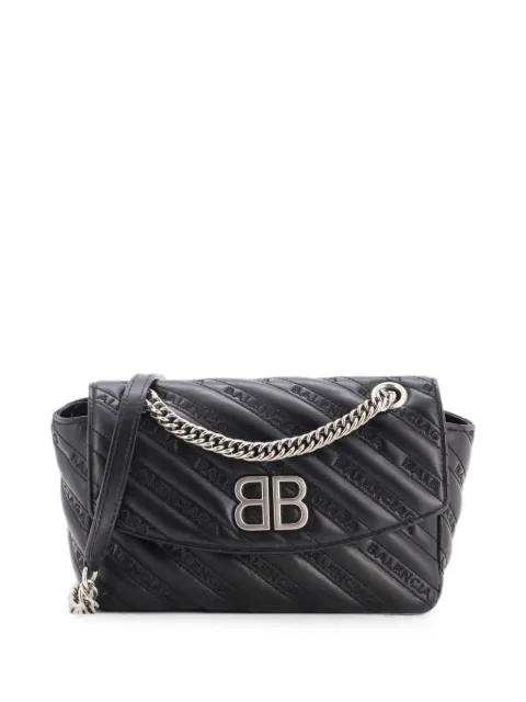 Balenciaga Pre-Owned BB Chain Round Shoulder Bag Embossed Leather Small crossbody bag Black FXTJRWDYTU2E7NON
