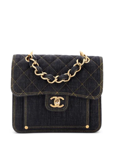 CHANEL Pre-Owned Double You CC Flap Bag Quilted Denim Medium shoulder bag Black OZMZ1QDPW76CH3FL