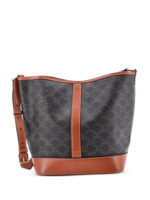 Celine Pre-Owned Triomphe Coated Canvas Medium bucket bag Brown A6EVF7NK9603UBI8