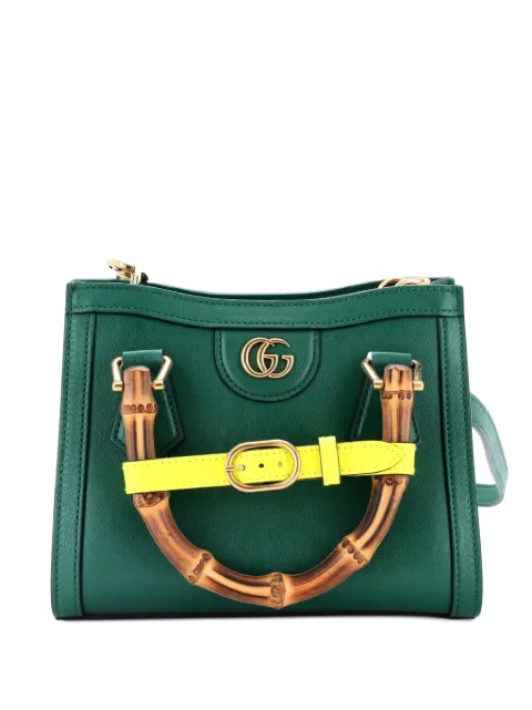 Gucci Pre-Owned Diana NM Bamboo Handle Tote Leather Mini crossbody bag Green 124UT7R089O8C7TJ